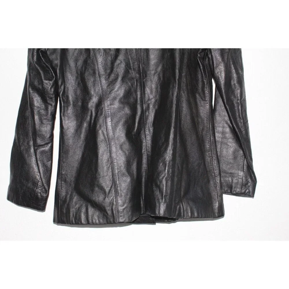 Wilsons Leather Soft‎ Leather Women's Small Black Maxima Coat Blazer Vintage Y2K